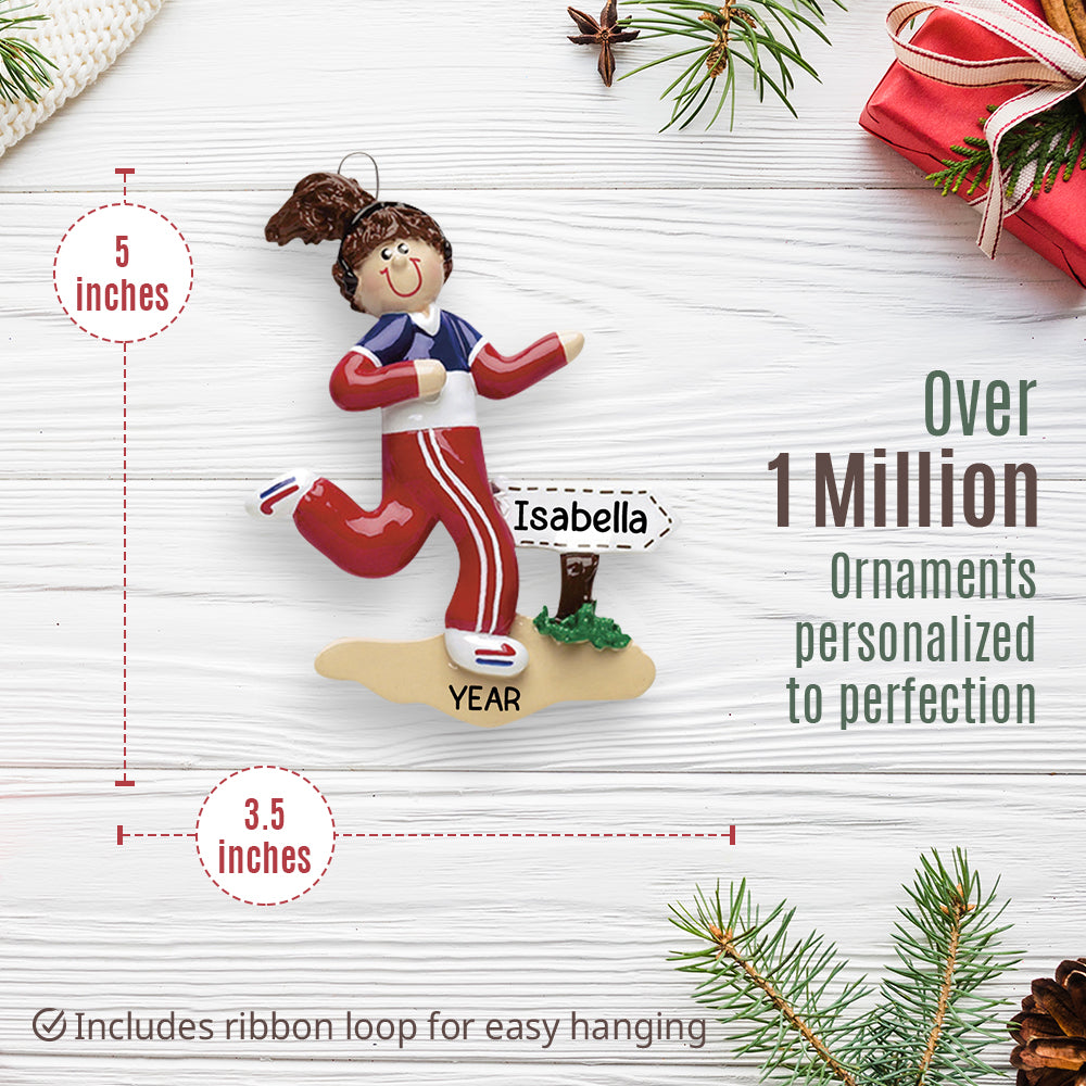 Girl Runner Christmas Ornament