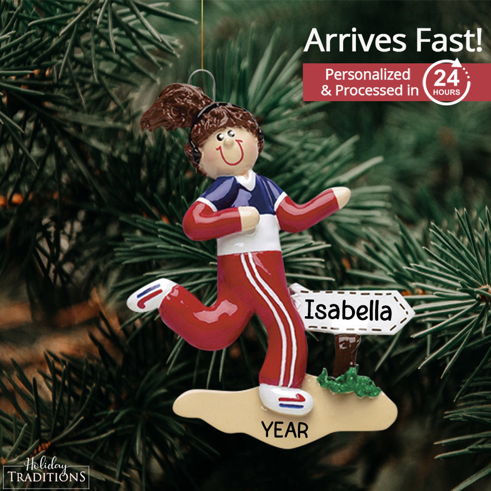 Girl Runner Christmas Ornament