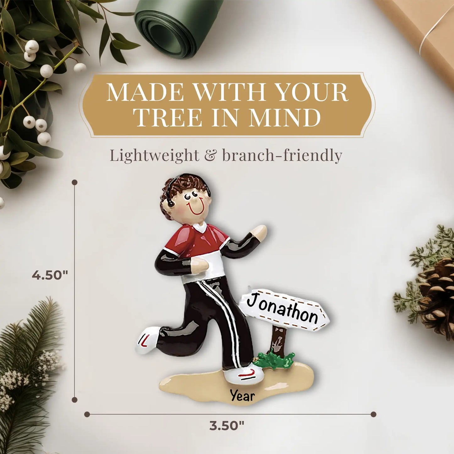 Guy Runner Personalized Ornament