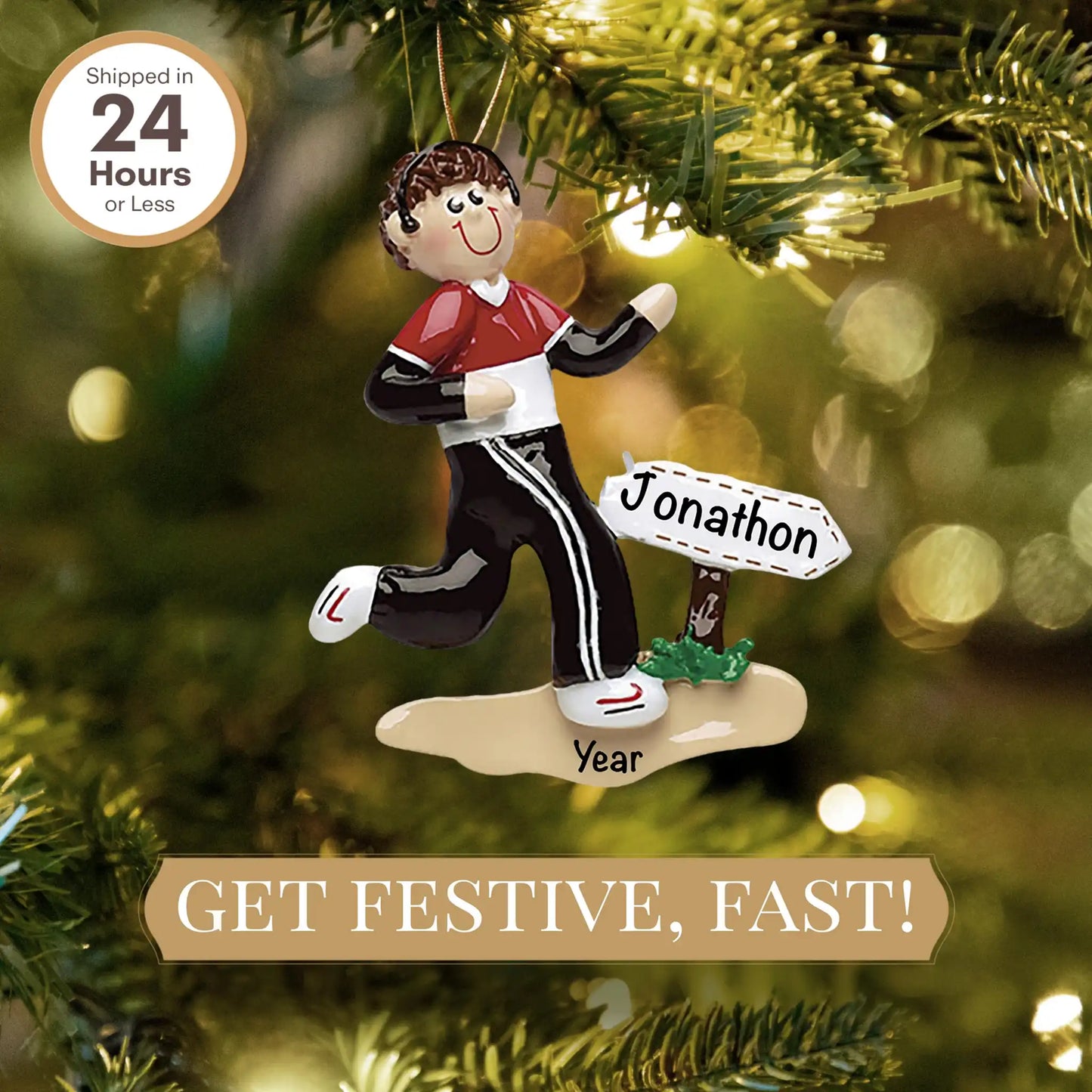 Guy Runner Personalized Ornament