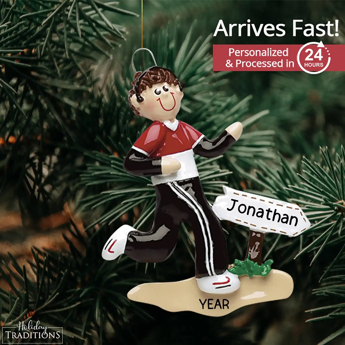 Guy Runner Personalized Ornament