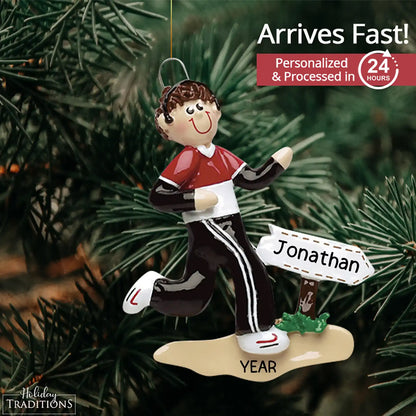 Guy Runner Personalized Ornament
