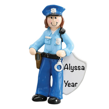 Police Woman Christmas Ornament