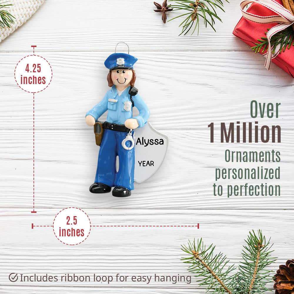 Police Woman Christmas Ornament