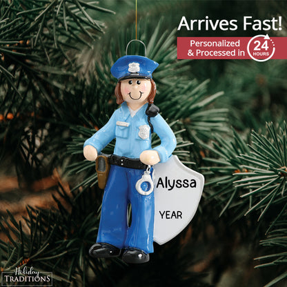 Police Woman Christmas Ornament