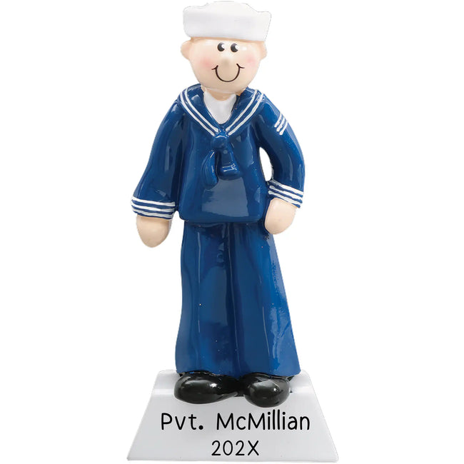 Personalized Navy Sailor Christmas Ornament engraved keepsake honoring service and dedication