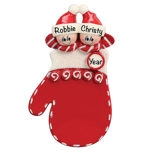 Red Mitten Couple Christmas Ornament