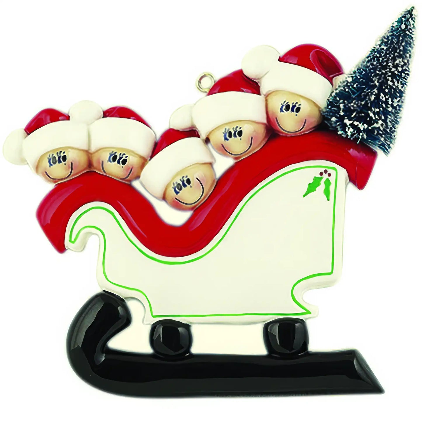 Sleigh With Tree Family of 5 Christmas Ornament