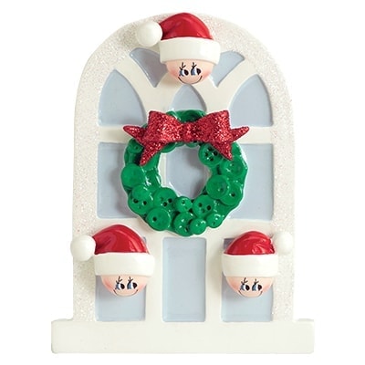 903-3 Christmas Window Family of 3 Personalized Christmas Ornament