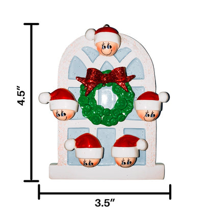 903-5 Christmas Window Family of 5 Personalized Christmas Ornament