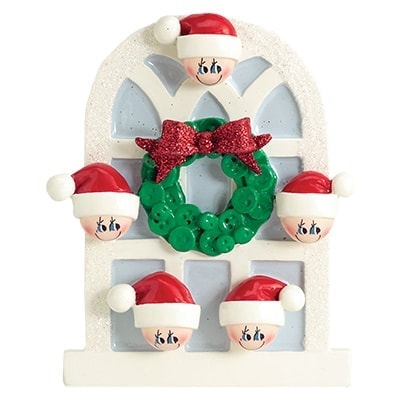 903-5 Christmas Window Family of 5 Personalized Christmas Ornament