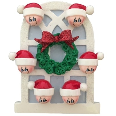 903-6 Christmas Window Family of 6 Christmas Ornament