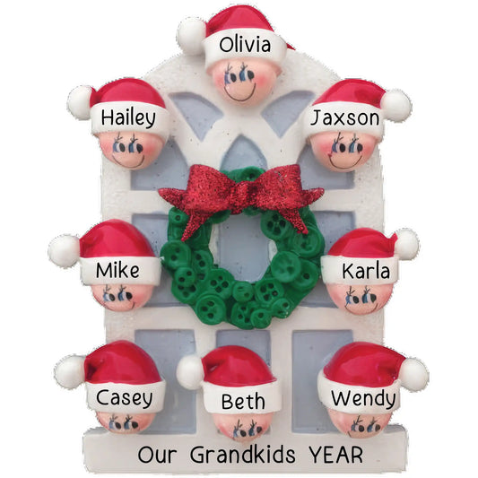 Christmas Window Family of 8 Christmas Ornament