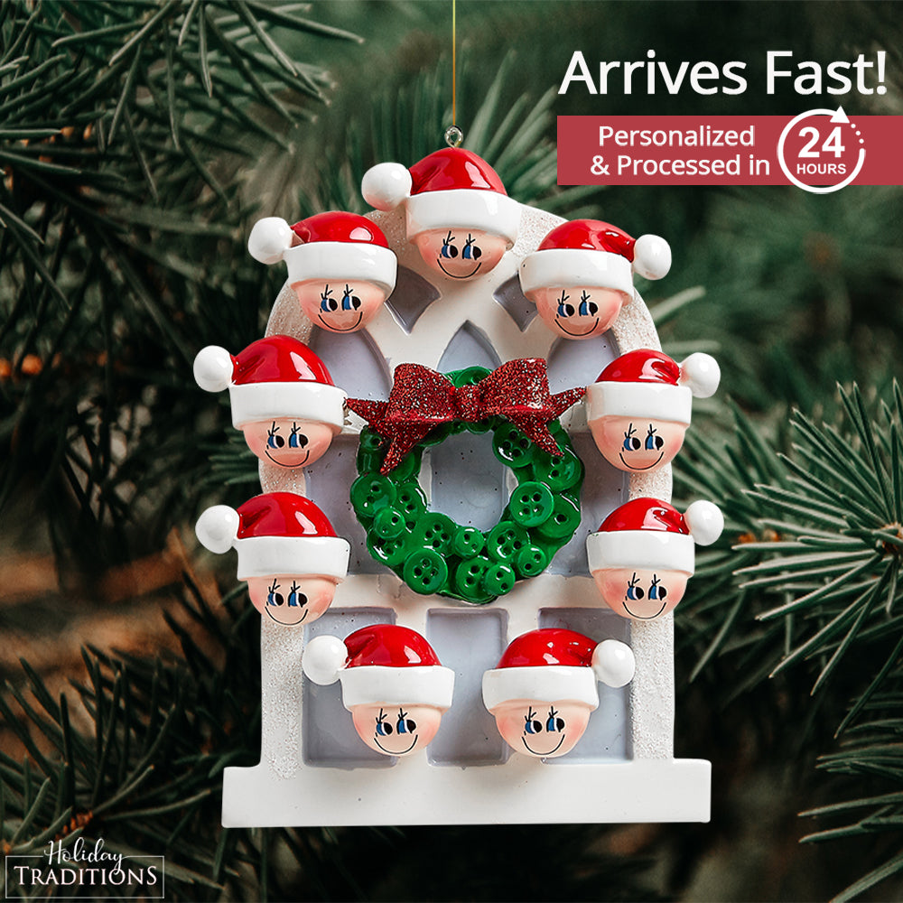 Christmas Window Family of 9 Christmas Ornament