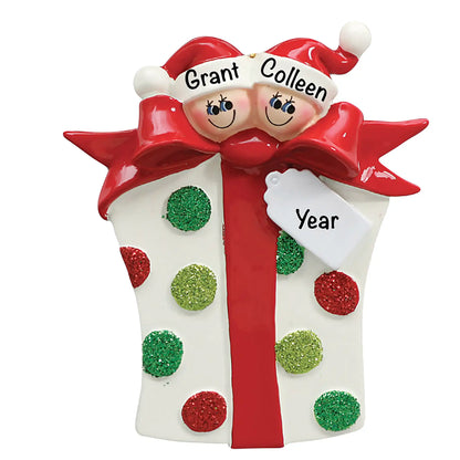 Gift Box Couple Christmas Ornament