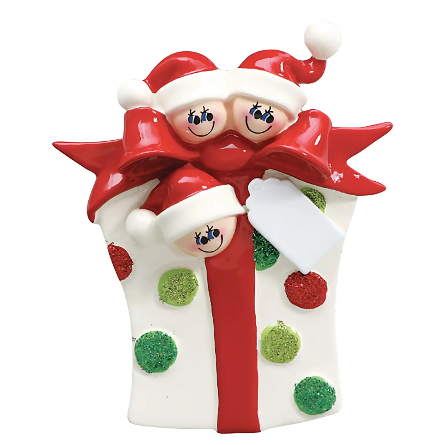 Gift Box Family of 3 Christmas Ornament