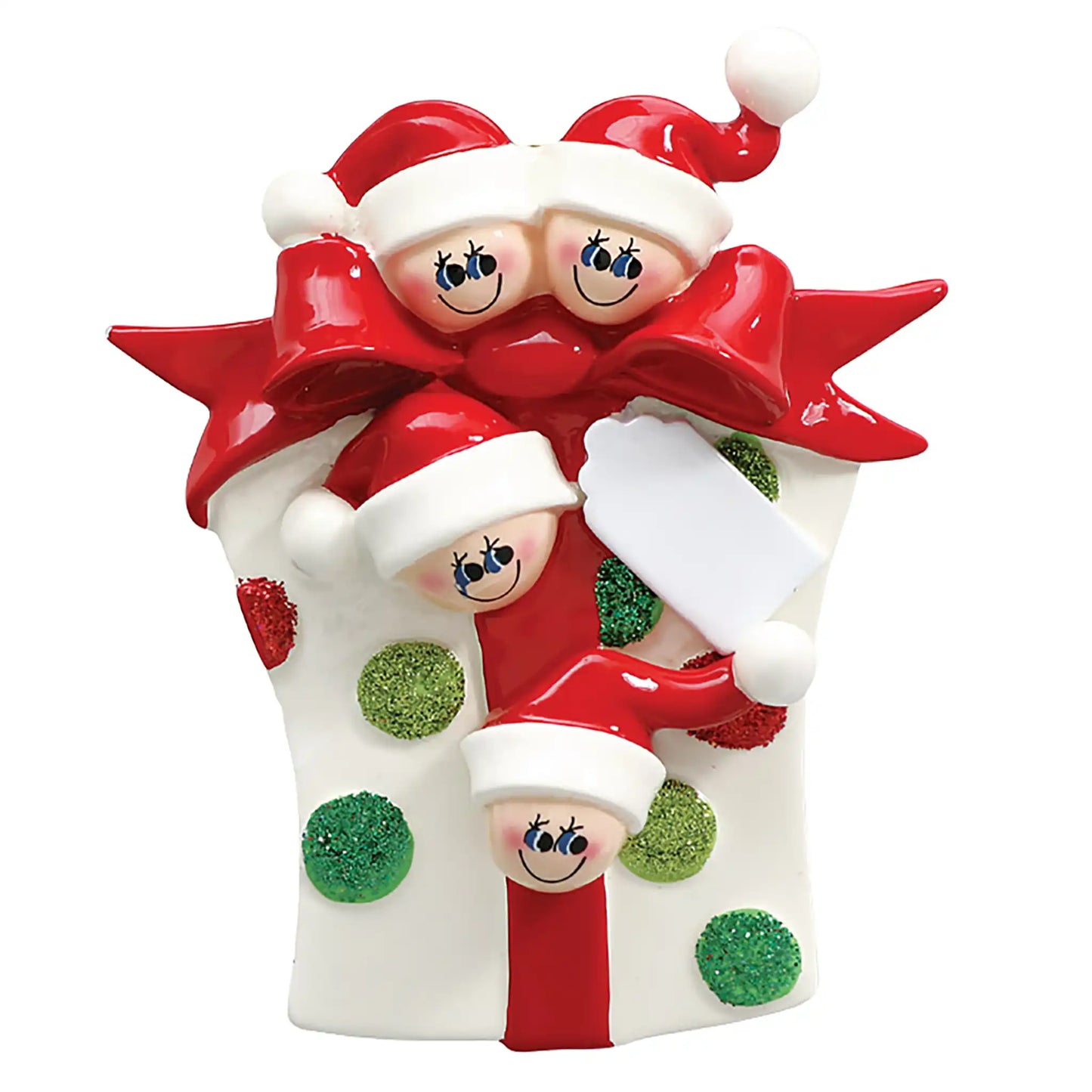 Gift Box Family of 4 Christmas Ornament