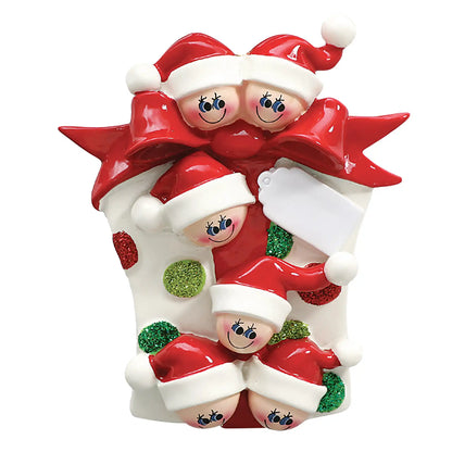 Gift Box Family of 6 Christmas Ornament