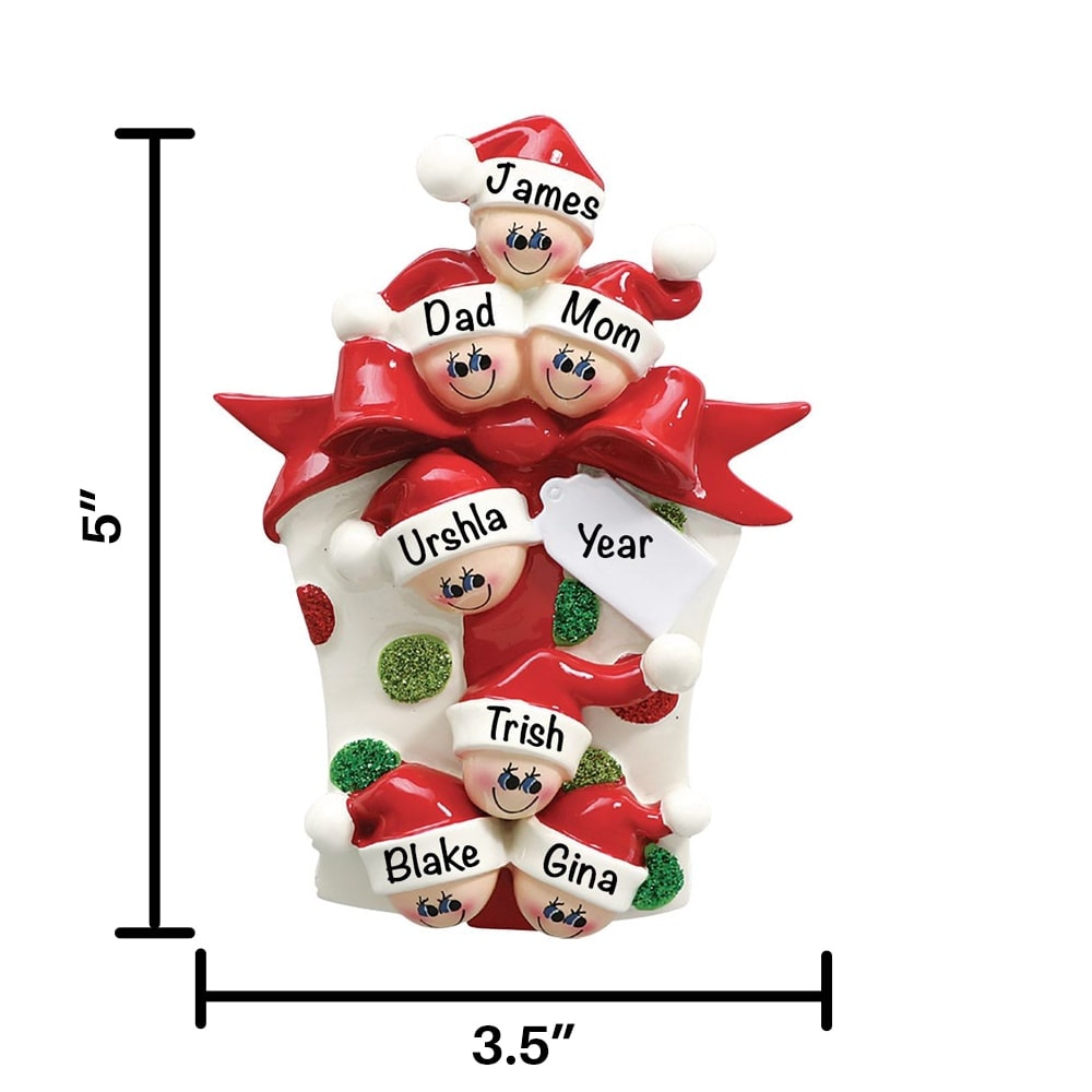 907-7 Gift Box Family of 7 Personalized Christmas Ornament