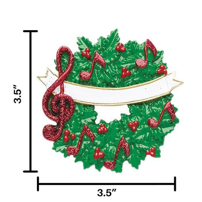 91 Music Wreath Personalized Christmas Ornament