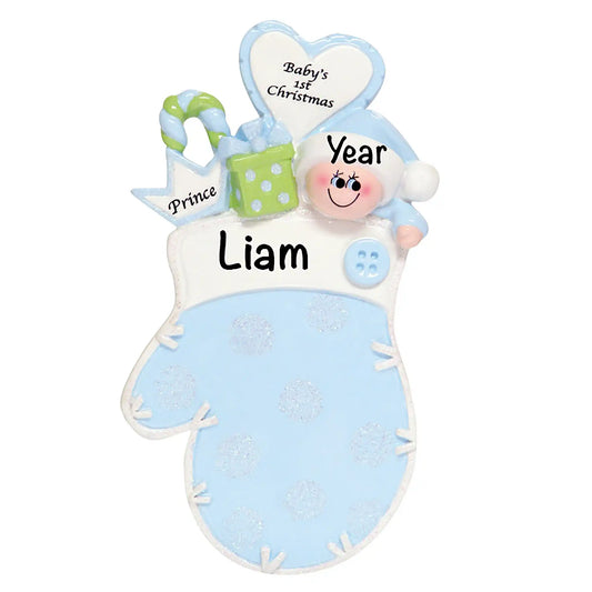 Blue Baby 1st Christmas Mitten Christmas Ornament