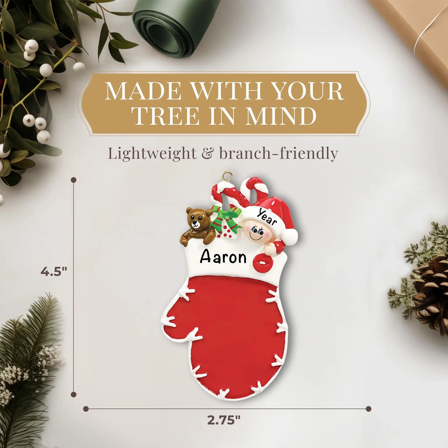 Red Baby Mitten Christmas Ornament