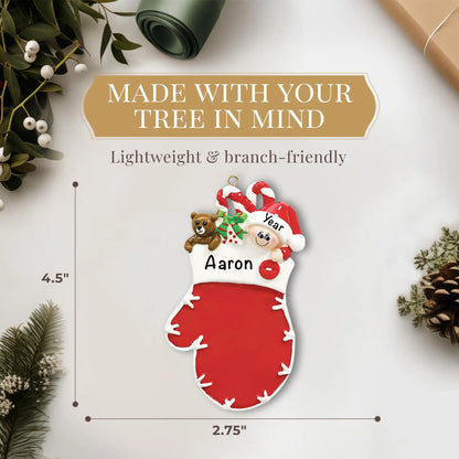 Red Baby Mitten Christmas Ornament
