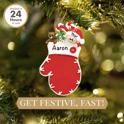 Red Baby Mitten Christmas Ornament