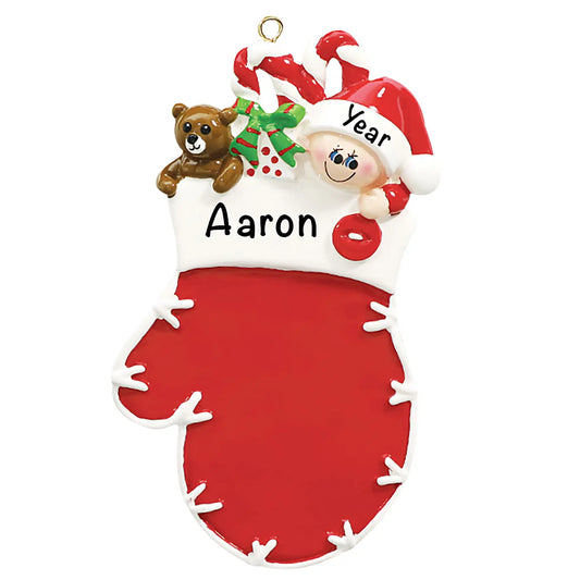 Red Baby Mitten Christmas Ornament