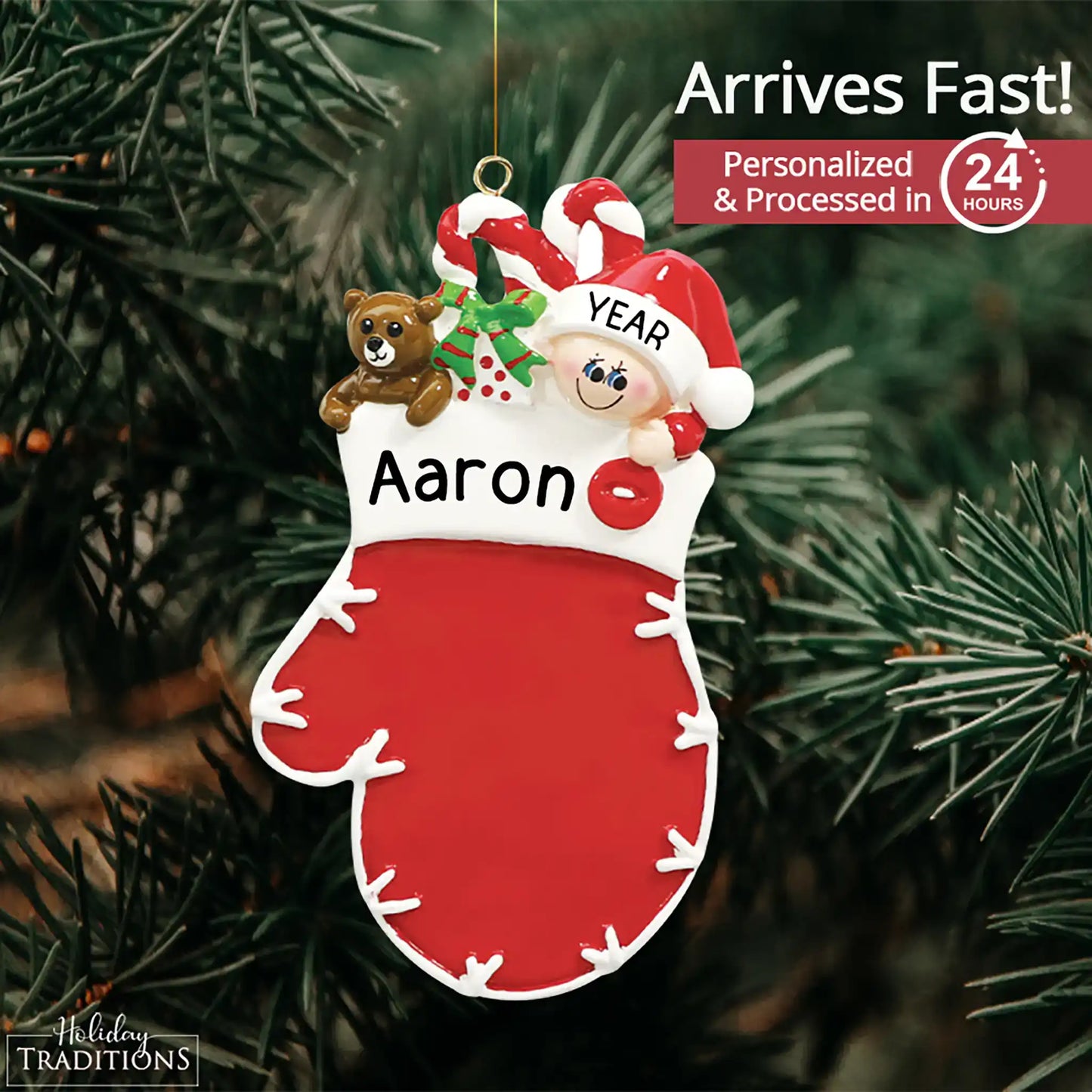 Red Baby Mitten Christmas Ornament