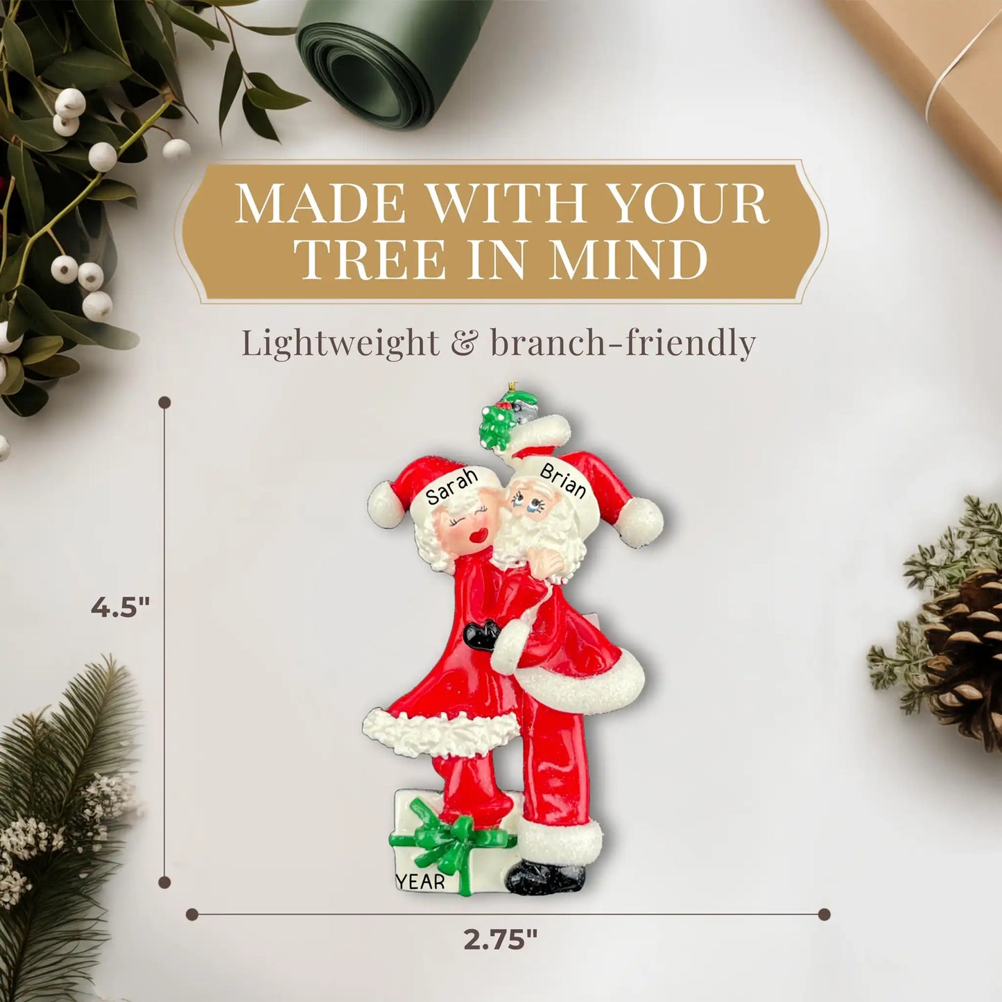 Mr. and Mrs. Claus Couple Christmas Ornament