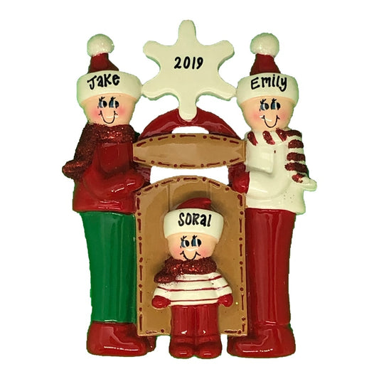 923-3 Sleigh Family of 3 Personalized Christmas Ornament