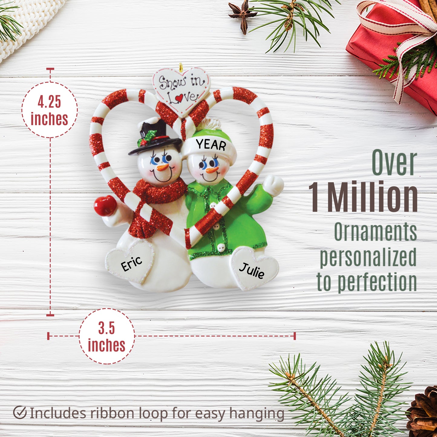 Candy Cane Love Couple Christmas Ornament