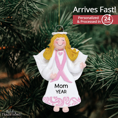 Breast Cancer Christmas Ornament - Angel