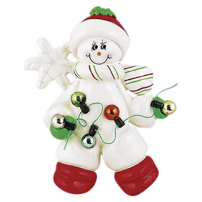 Santa Woman With Lights Christmas Ornament