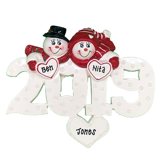 2019 Snow Couple Personalized Christmas Ornament