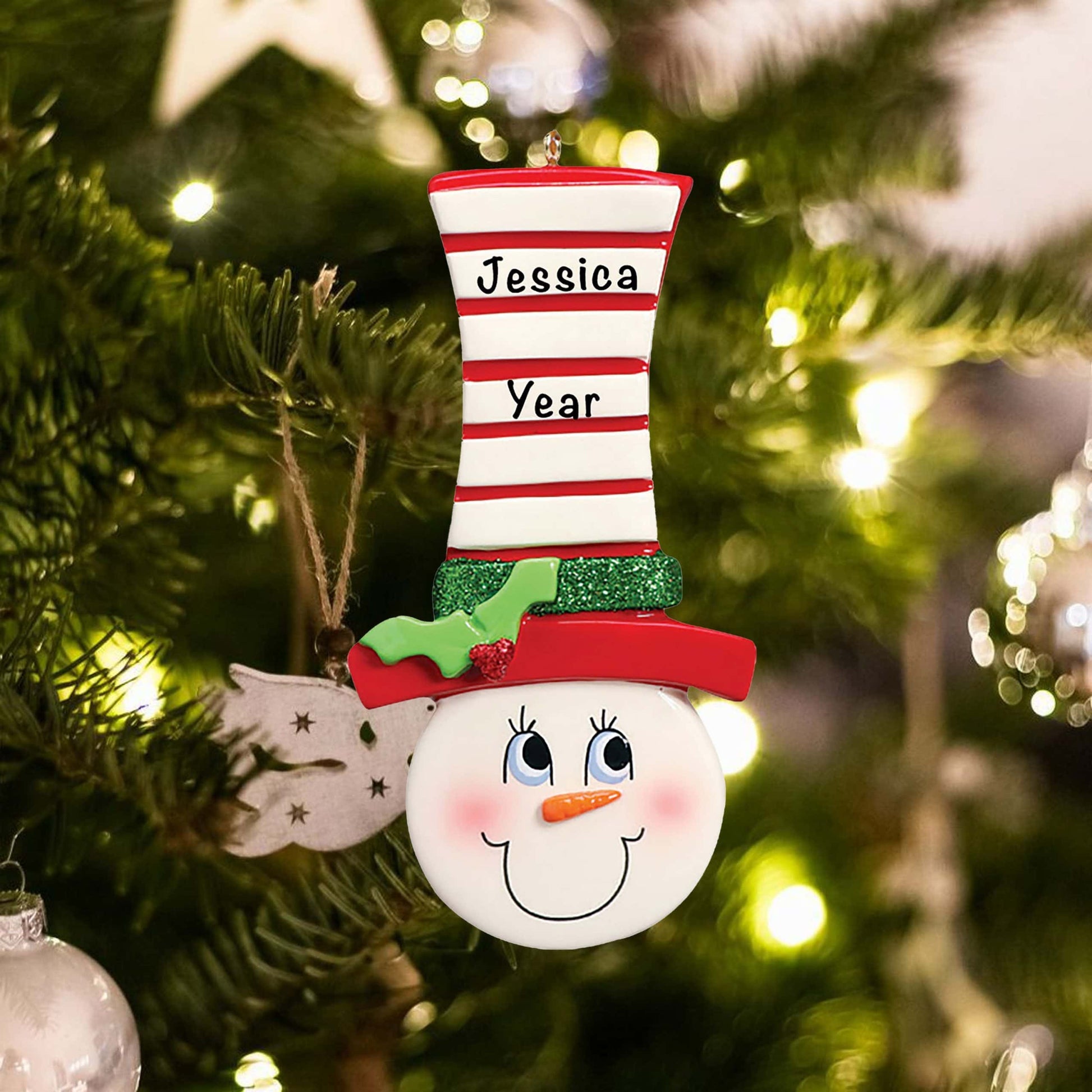 944 Personalized Snowman Top Hat Christmas Ornament