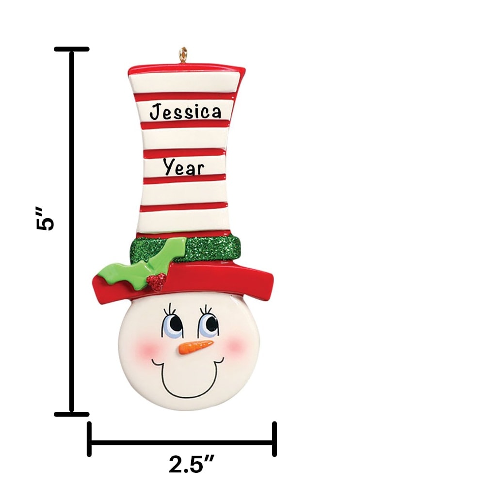 944 Snowman Big Hat Personalized Christmas Ornament