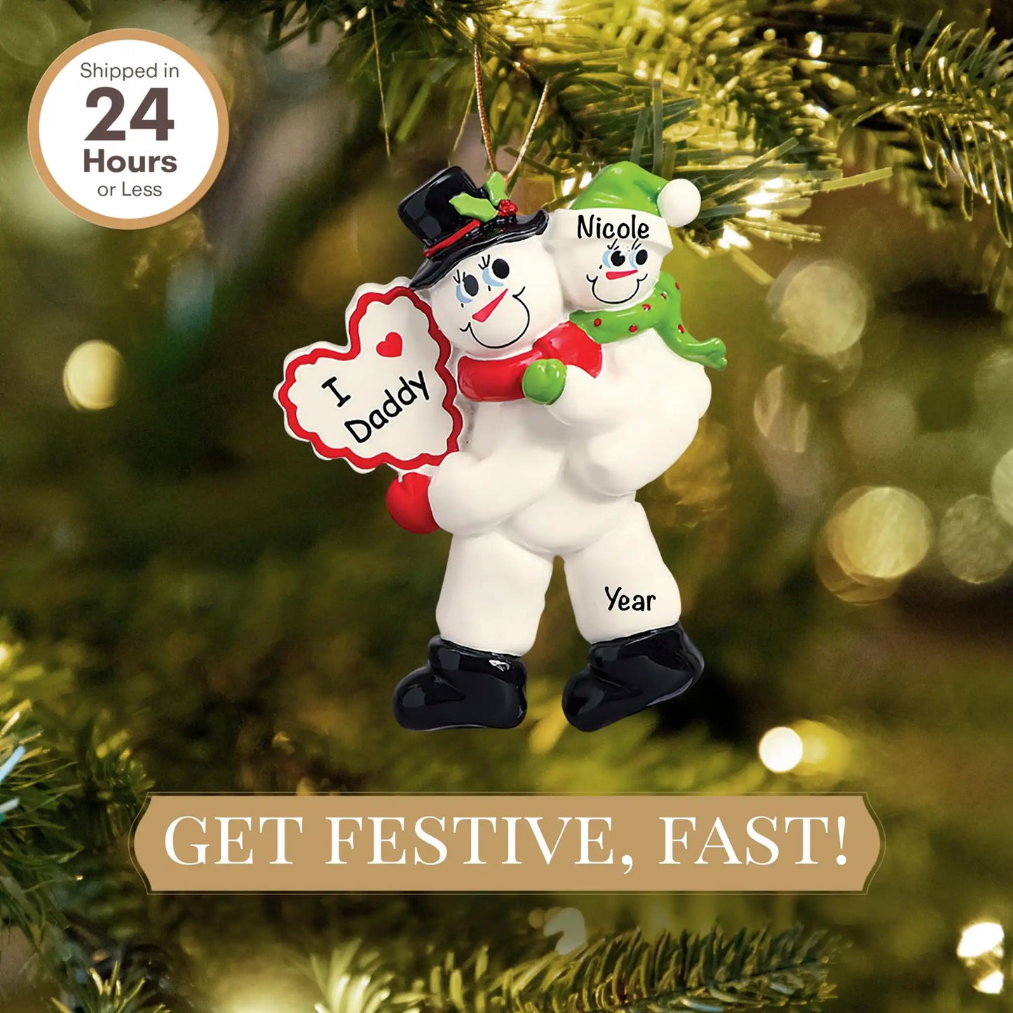 I Love Daddy Personalized Ornament - 1 Child