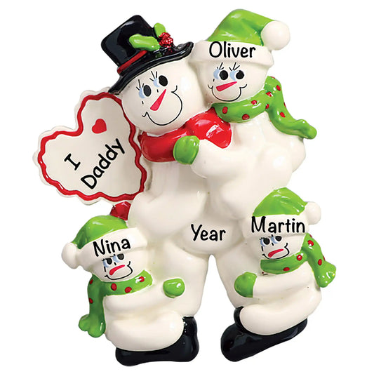 Dad with 3 Children Christmas Ornament