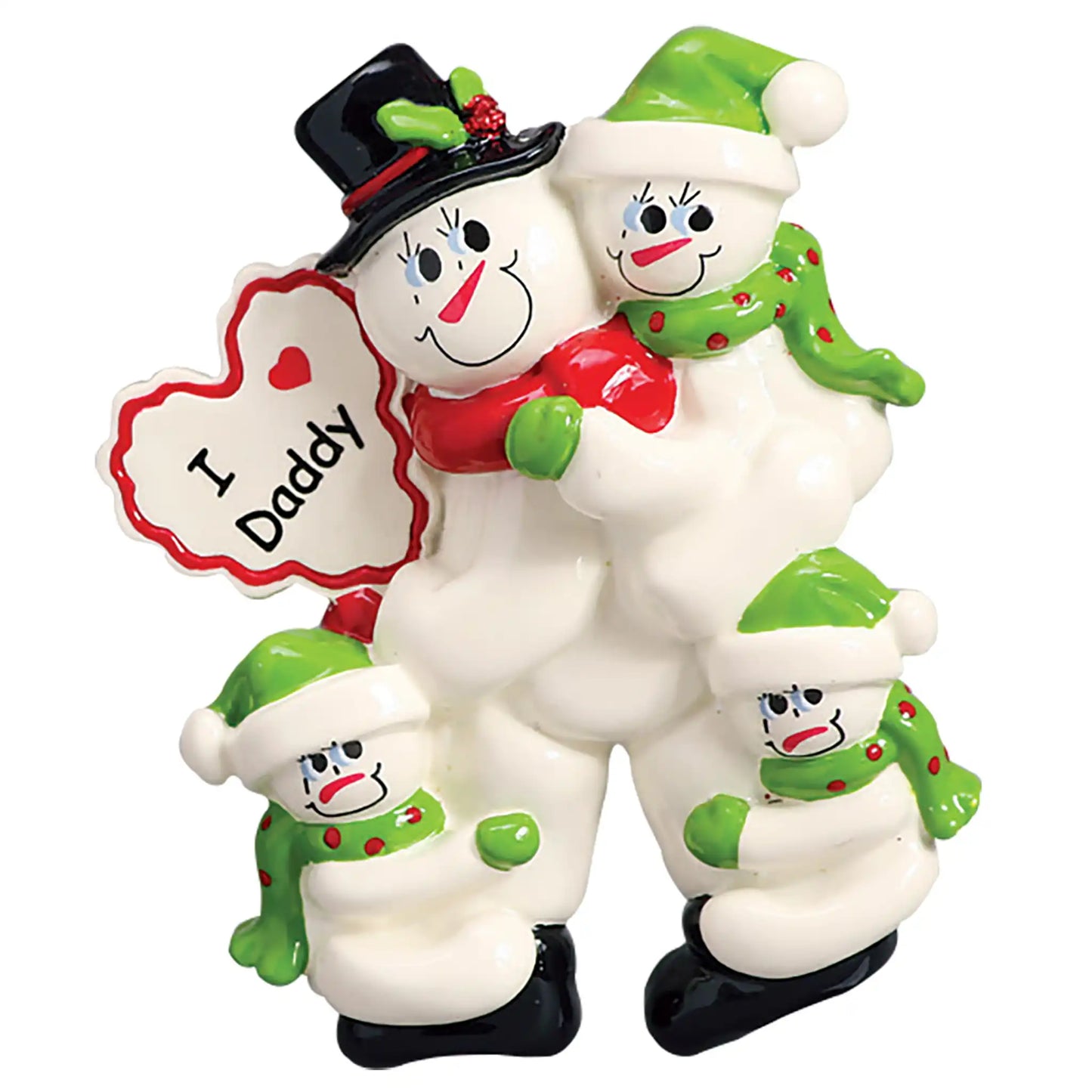 Dad with 3 Children Christmas Ornament