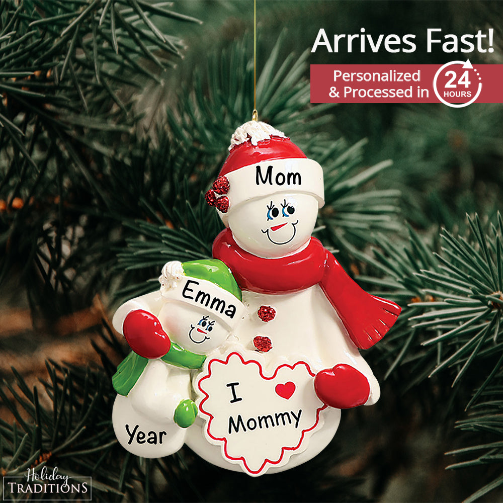 Mom With 1 Child Christmas Ornament