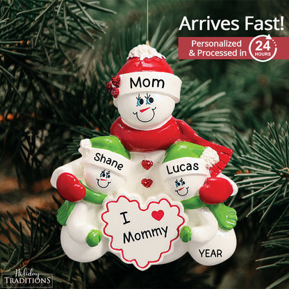 Mom With 2 Children Christmas Ornament