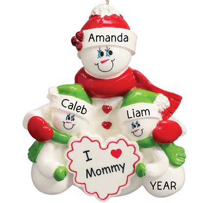 Mom With 2 Children Christmas Ornament