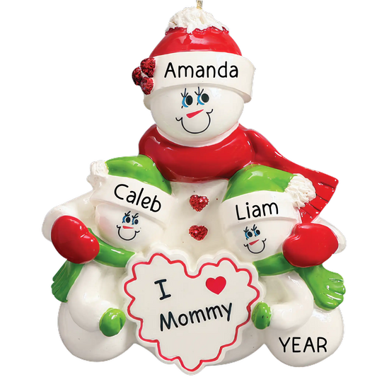 Mom With 2 Children Christmas Ornament