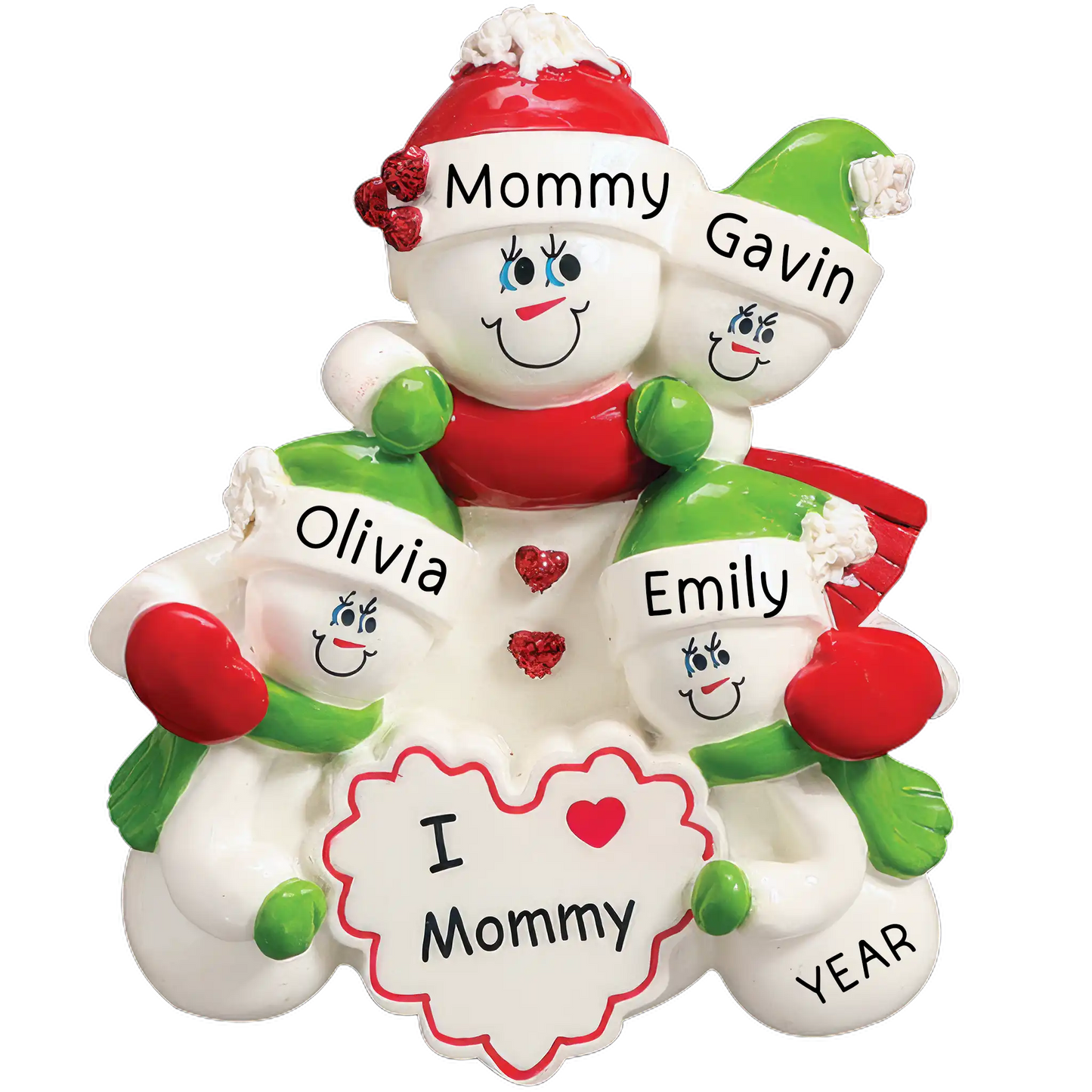 Mom With 3 Children Christmas Ornament