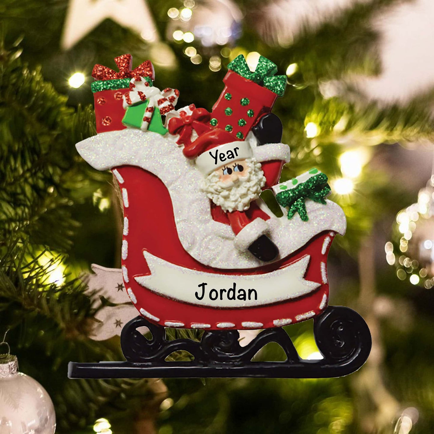 949 Personalized Santa Gift Sleigh Christmas Ornament