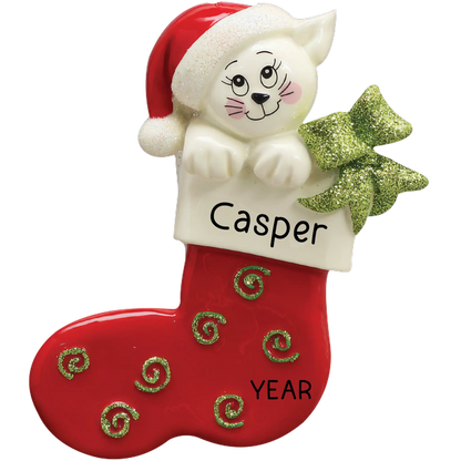 Cat In Stocking Christmas Ornament