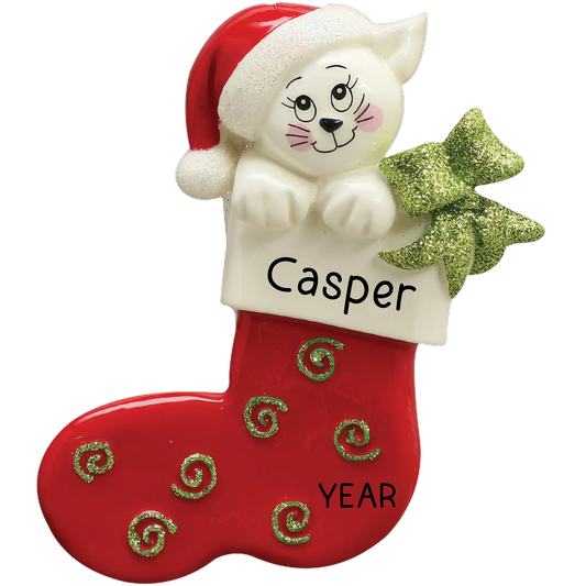 Cat In Stocking Christmas Ornament