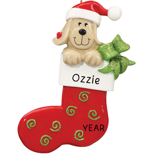 Dog In Stocking Christmas Ornament